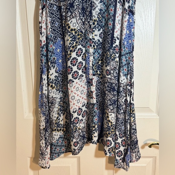 Cupio Sz M Button Down Dress Floral Patriotic July 4th Summer Sleeveless Holiday - Picture 3 of 10